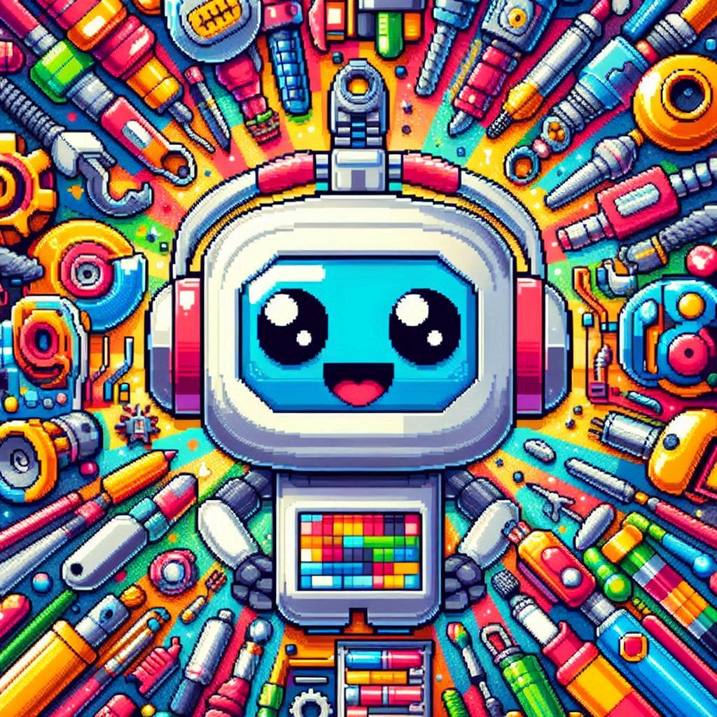 プロンプト:robot、pixel art