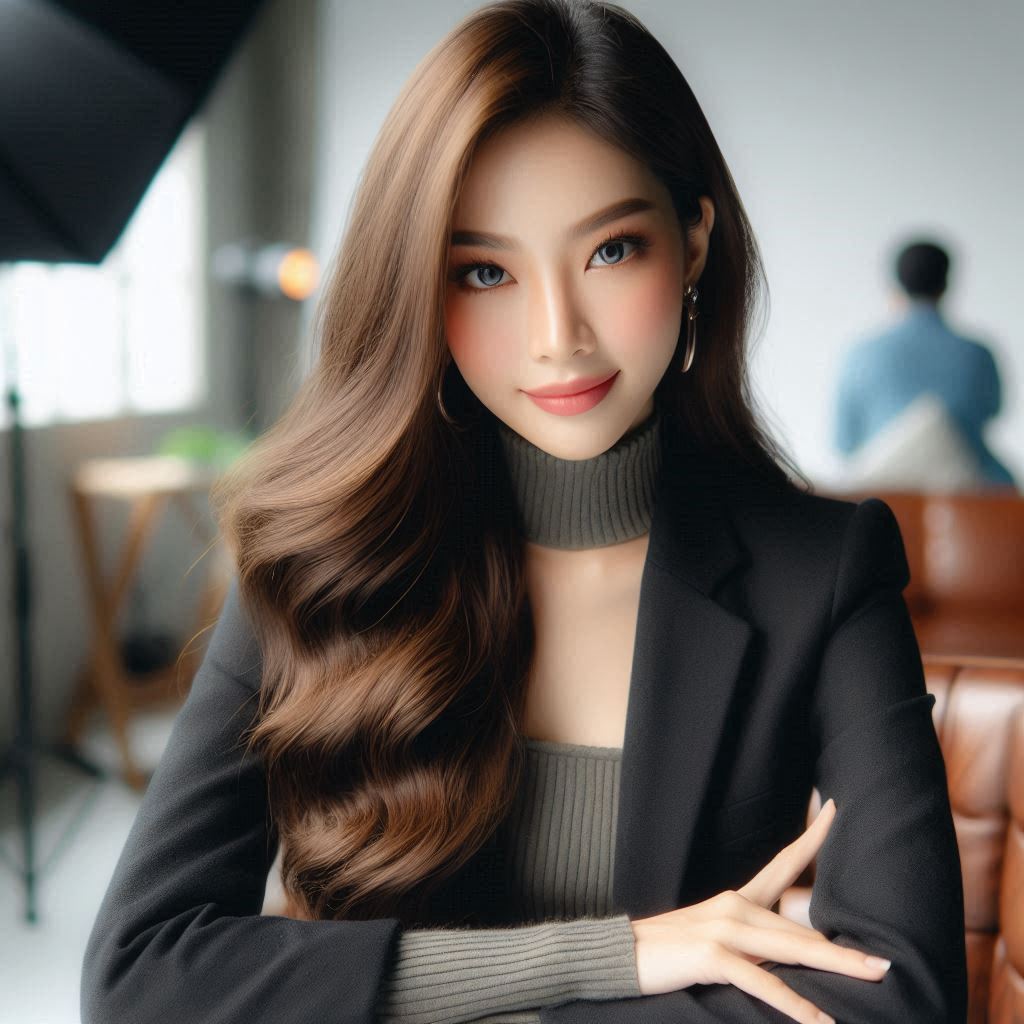 プロンプト:女性、studio photography