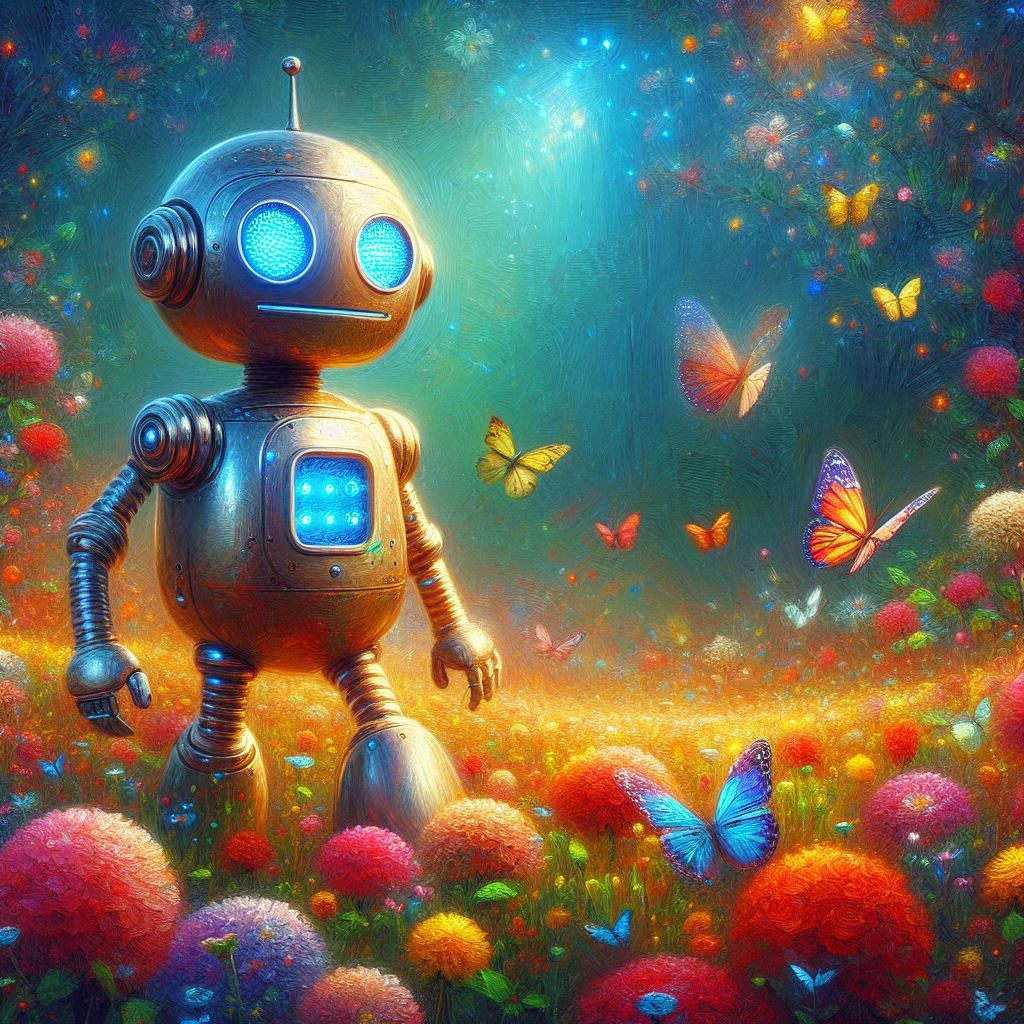 プロンプト:robot、oil painting