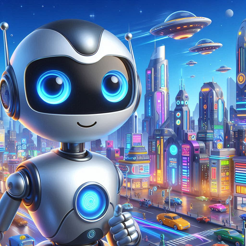 プロンプト:robot、vector art