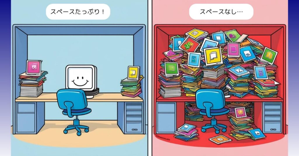 部屋が狭くなると、パソコンも動きづらくなる