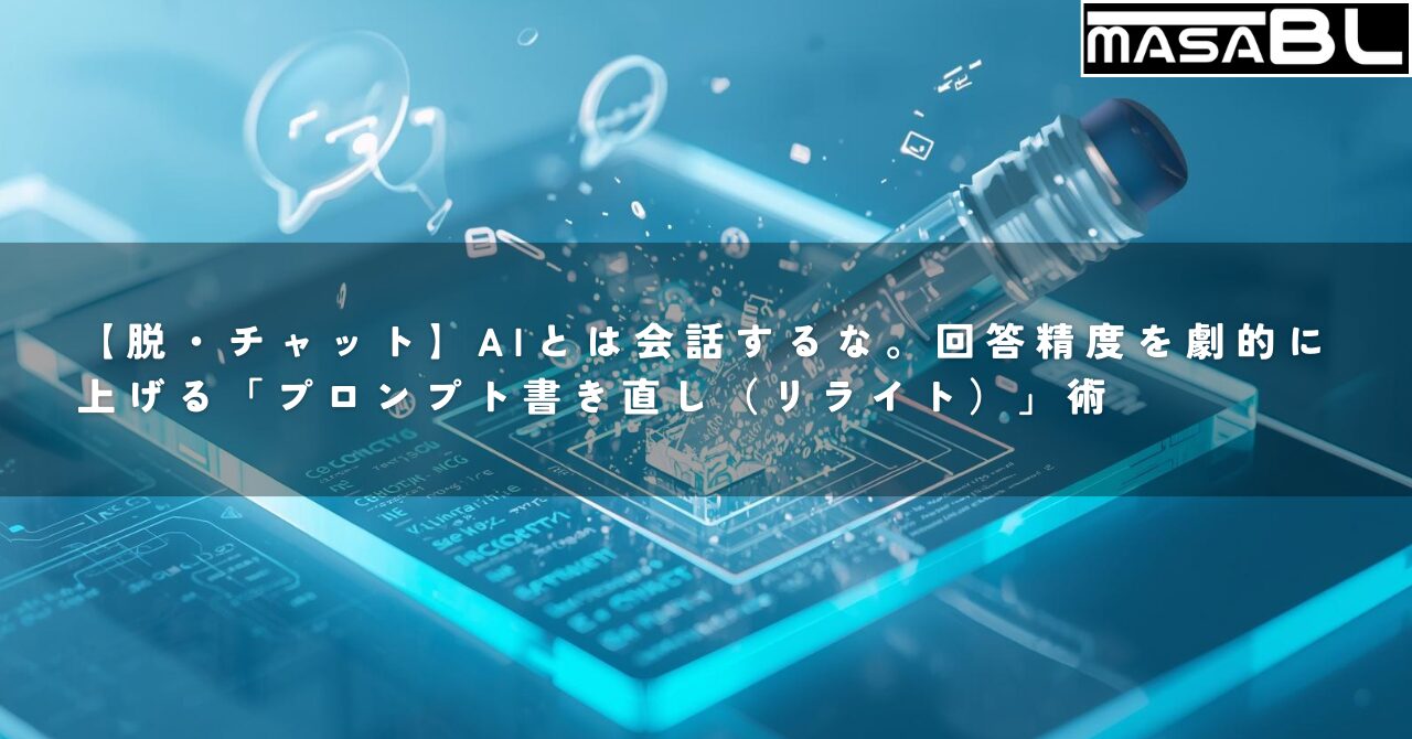生成AIのプロンプトを会話形式ではなく書き直して修正し、回答精度を高めているイメージイラスト