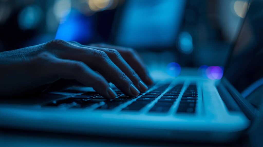 PCのキーボードでリロード操作（F5キー）を行っている手元のイメージ
