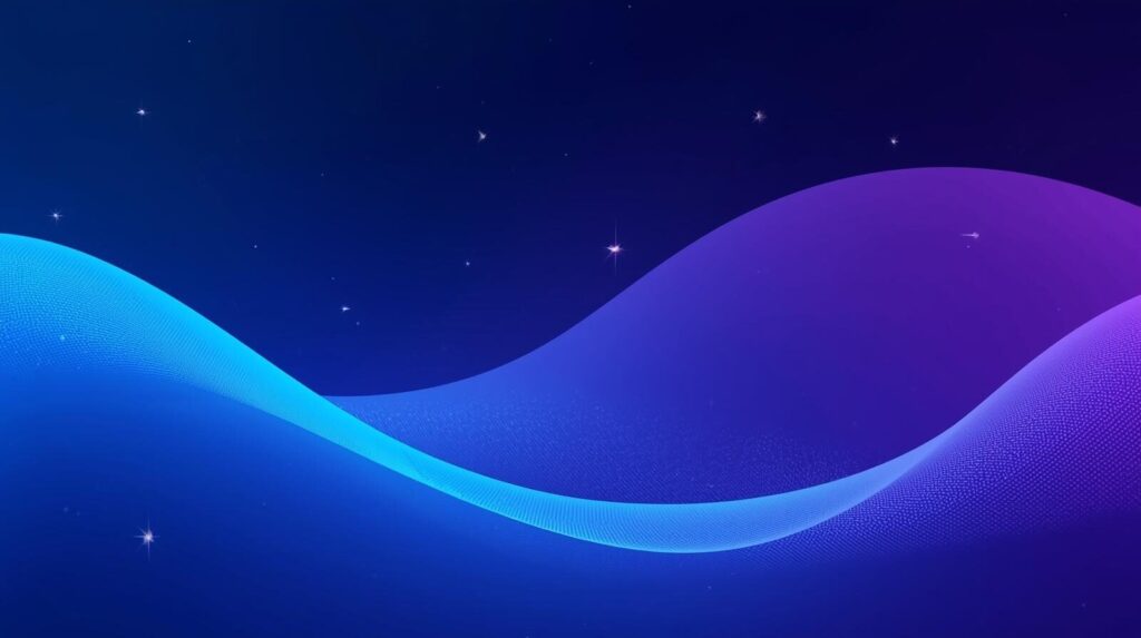 Google GeminiとAI Studioをイメージした、青と紫のグラデーションによるデジタルの思考回路の背景画像