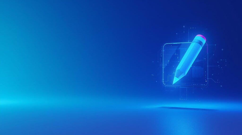 AIのチャット画面を鉛筆アイコンで修正し、プロンプトをリライトしているイメージイラスト