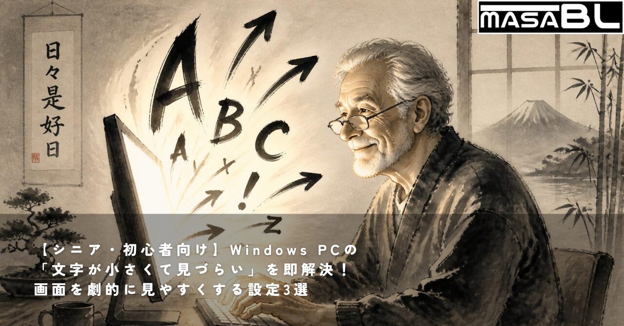 【シニア・初心者向け】Windows PCの「文字が小さくて見づらい」を即解決！画面を劇的に見やすくする設定3選
