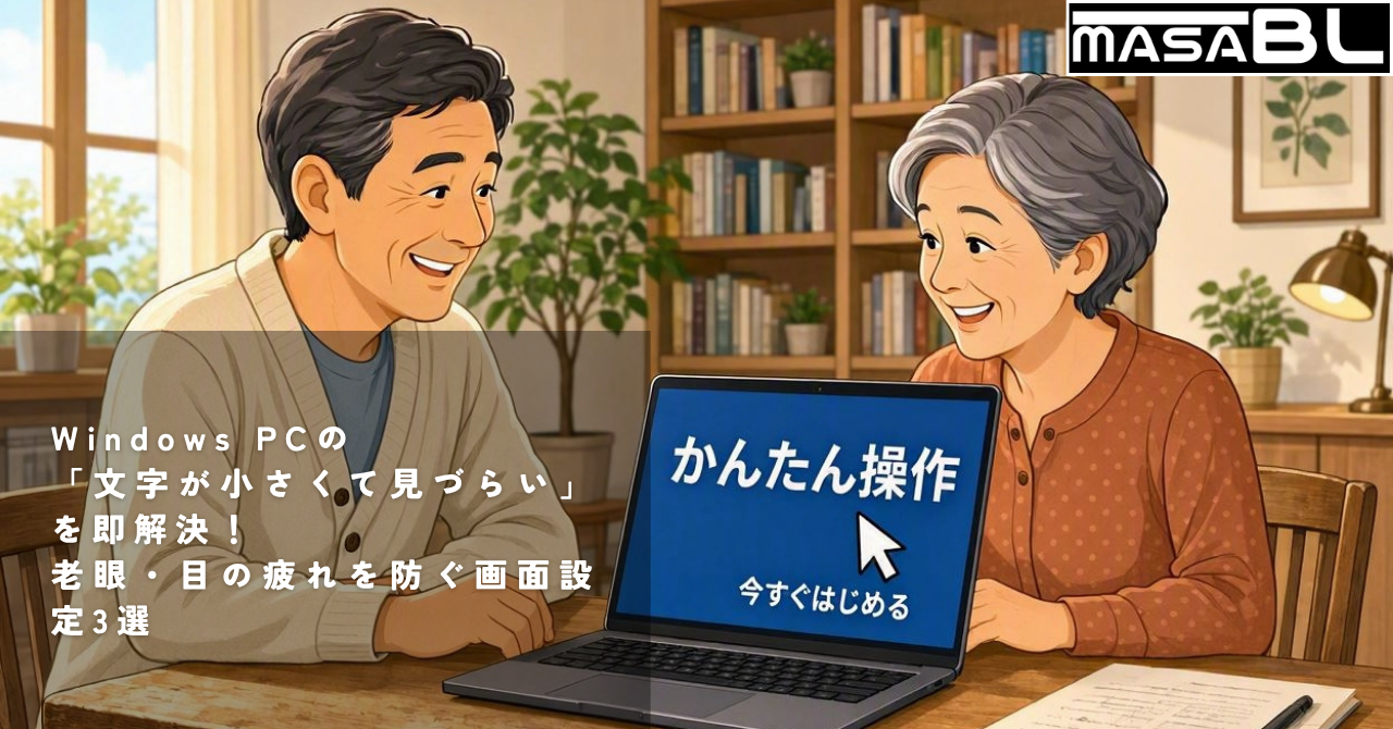 Windows PCの「文字が小さくて見づらい」を即解決！老眼・目の疲れを防ぐ画面設定3選